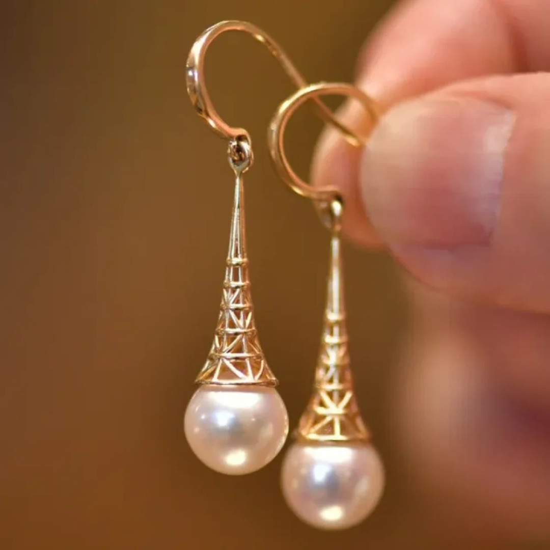 Boucles d'oreilles vintage en perles d'or