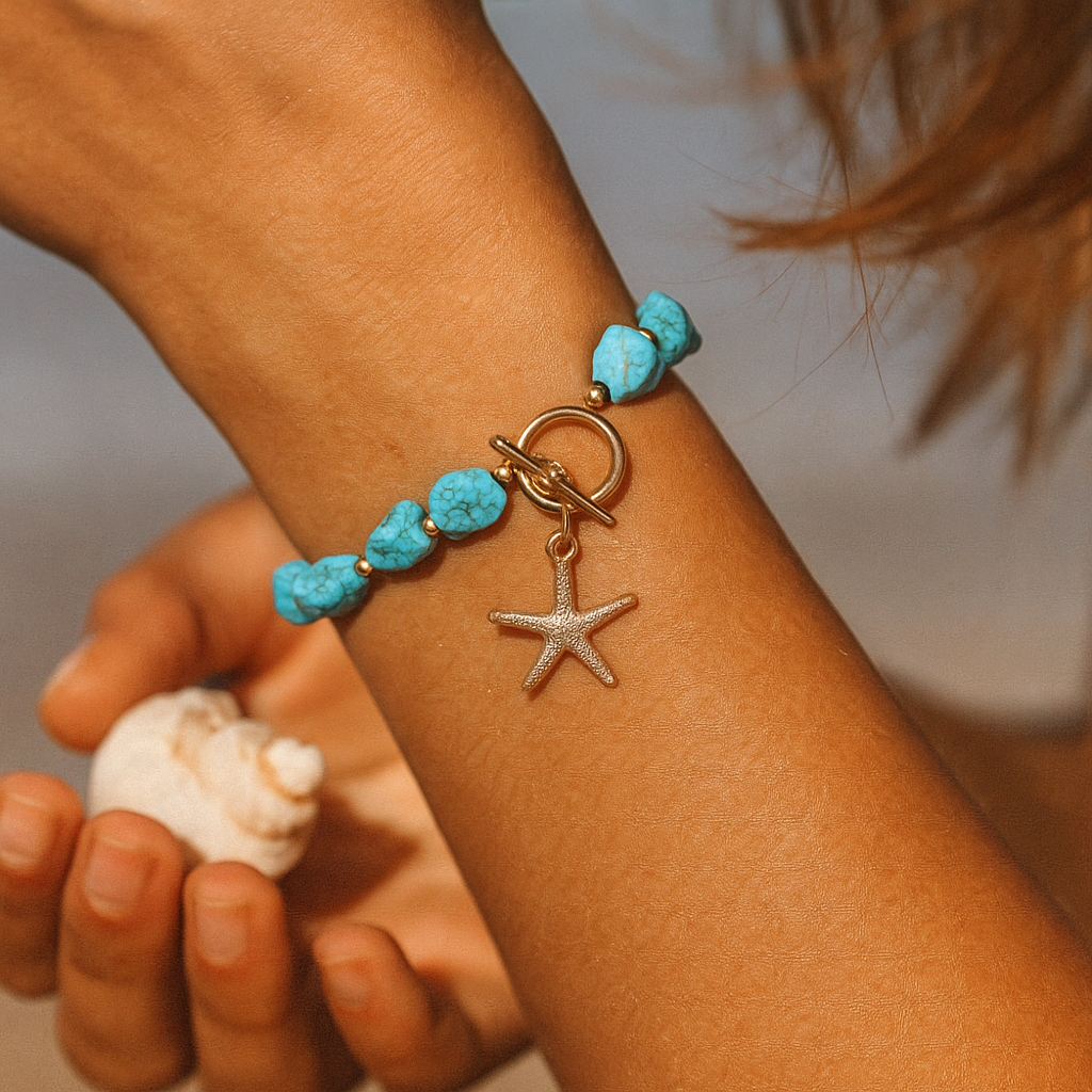 Bracelet Siris en splendides tons bleus inspiré des fonds marins