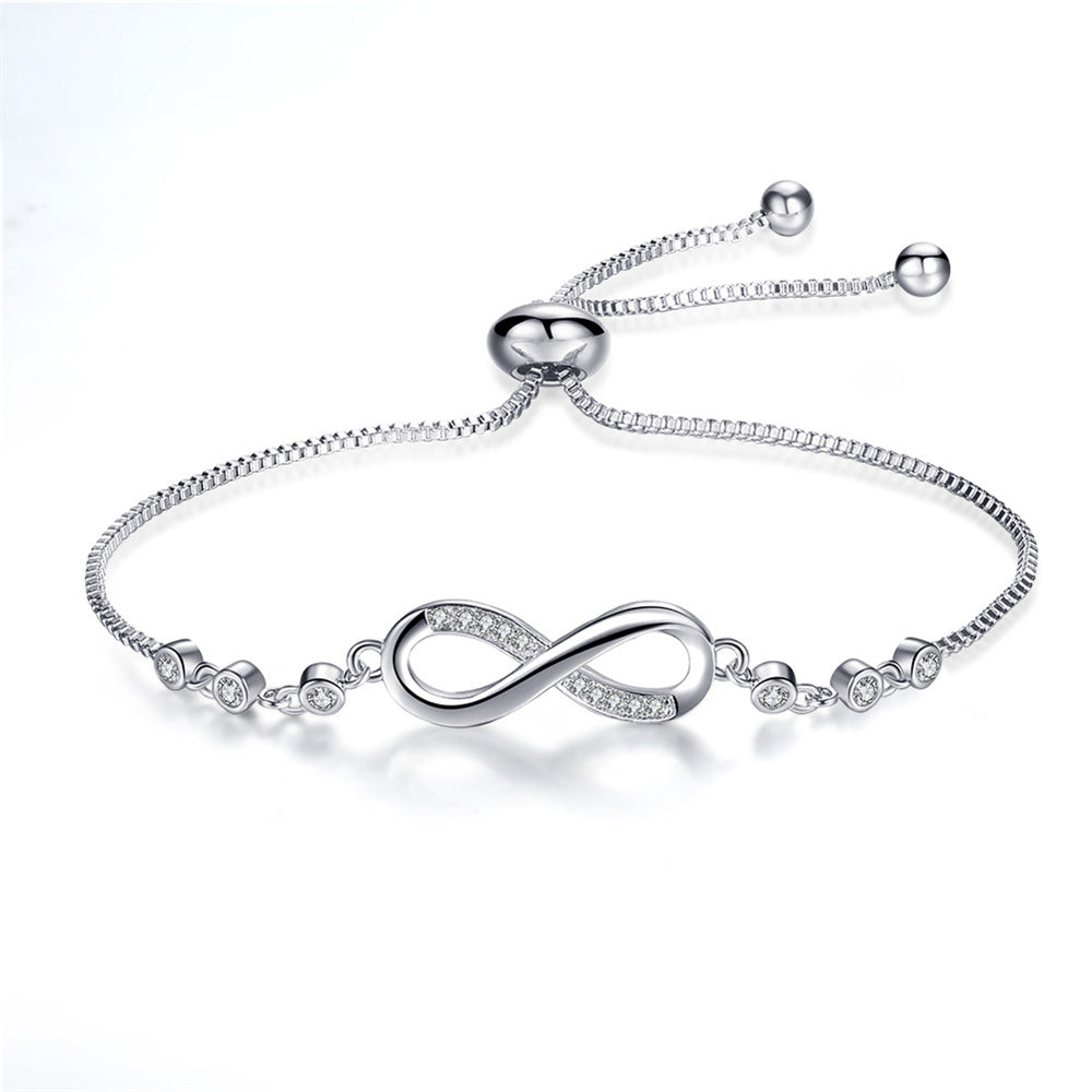 Bracelet ajustable en argent avec symbole infini, élégance intemporelle