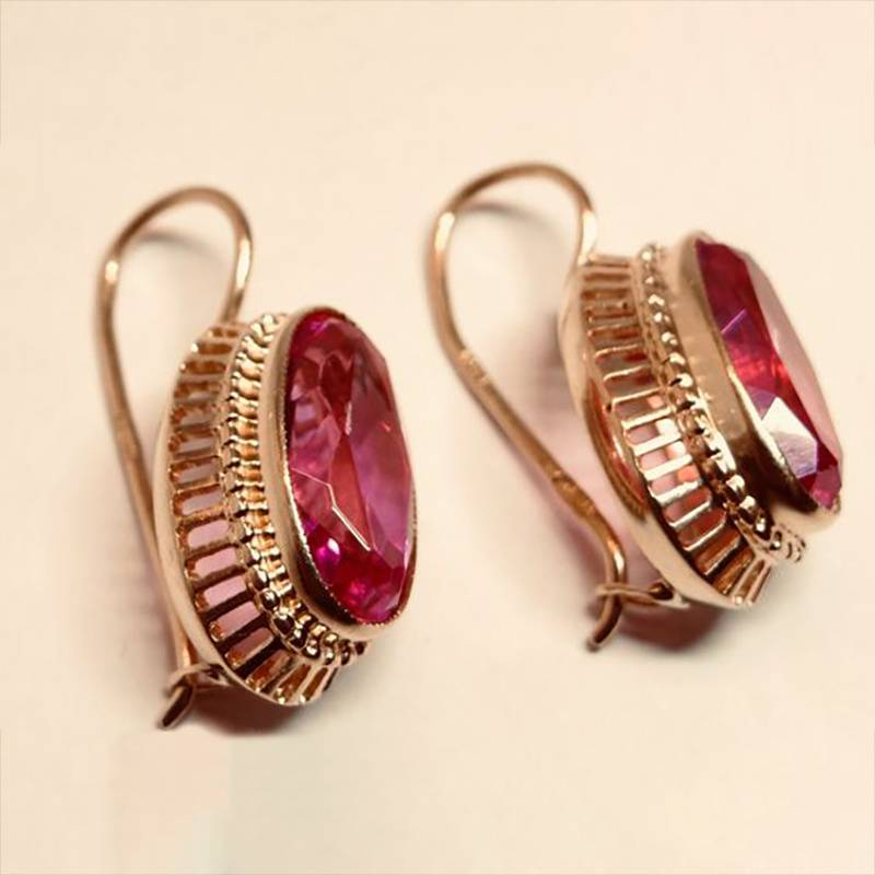 Boucles d'oreilles Vintage Rosa Kristall Rosé