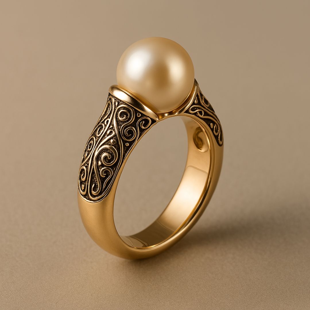 Bague en or vintage avec perle