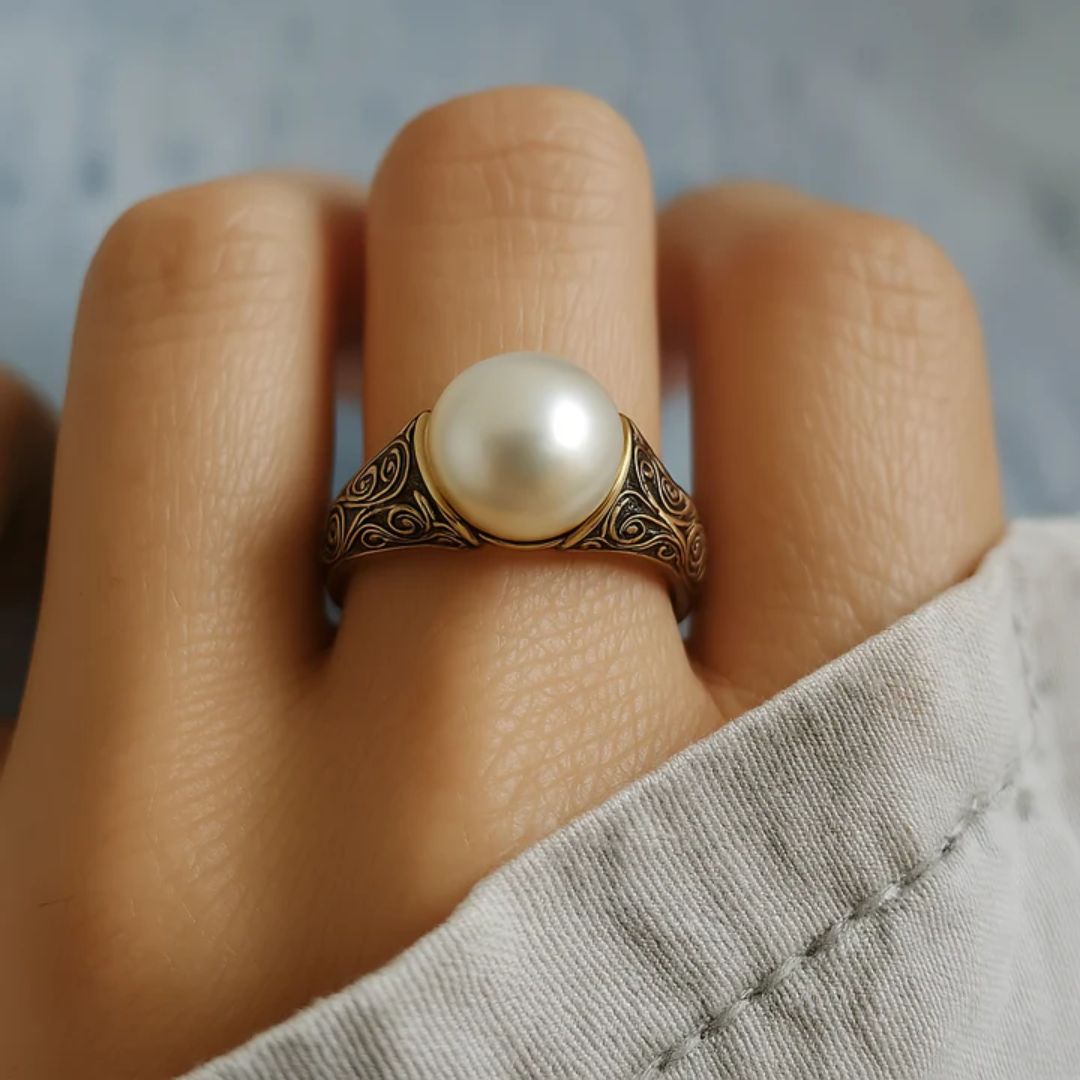 Bague en or vintage avec perle